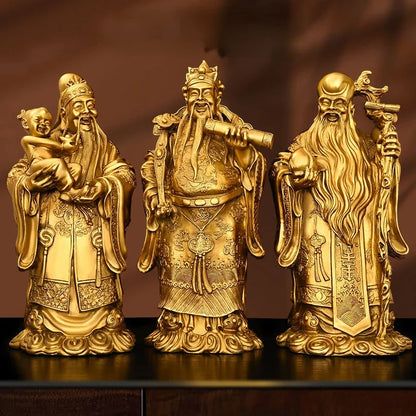 Pure Copper God of Fortune and Longevity God of Wealth Statue Longevity Star Nafu Home Decoration Sculptures