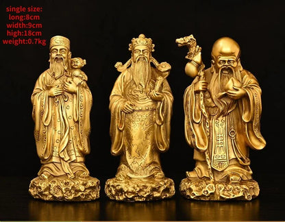 Pure Copper God of Fortune and Longevity God of Wealth Statue Longevity Star Nafu Home Decoration Sculptures