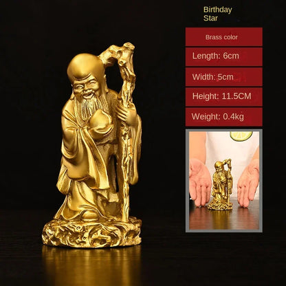 Pure Copper God of Fortune and Longevity God of Wealth Statue Longevity Star Nafu Home Decoration Sculptures