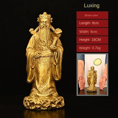 Pure Copper God of Fortune and Longevity God of Wealth Statue Longevity Star Nafu Home Decoration Sculptures