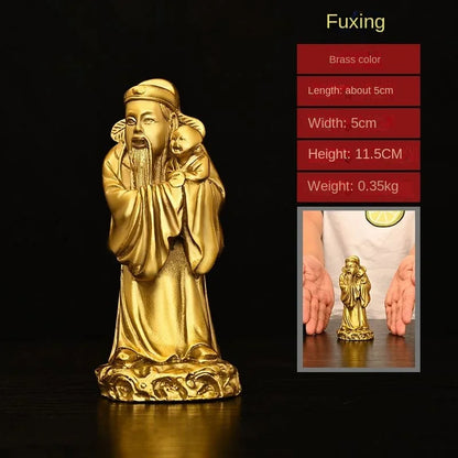 Pure Copper God of Fortune and Longevity God of Wealth Statue Longevity Star Nafu Home Decoration Sculptures