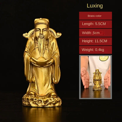Pure Copper God of Fortune and Longevity God of Wealth Statue Longevity Star Nafu Home Decoration Sculptures