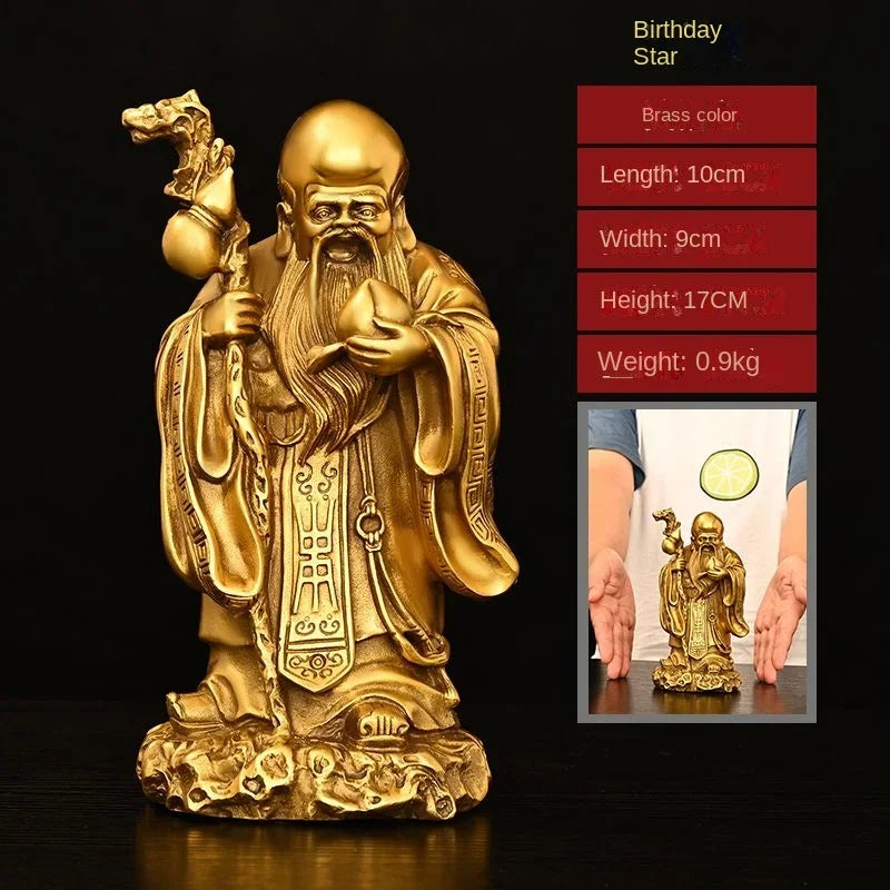 Pure Copper God of Fortune and Longevity God of Wealth Statue Longevity Star Nafu Home Decoration Sculptures
