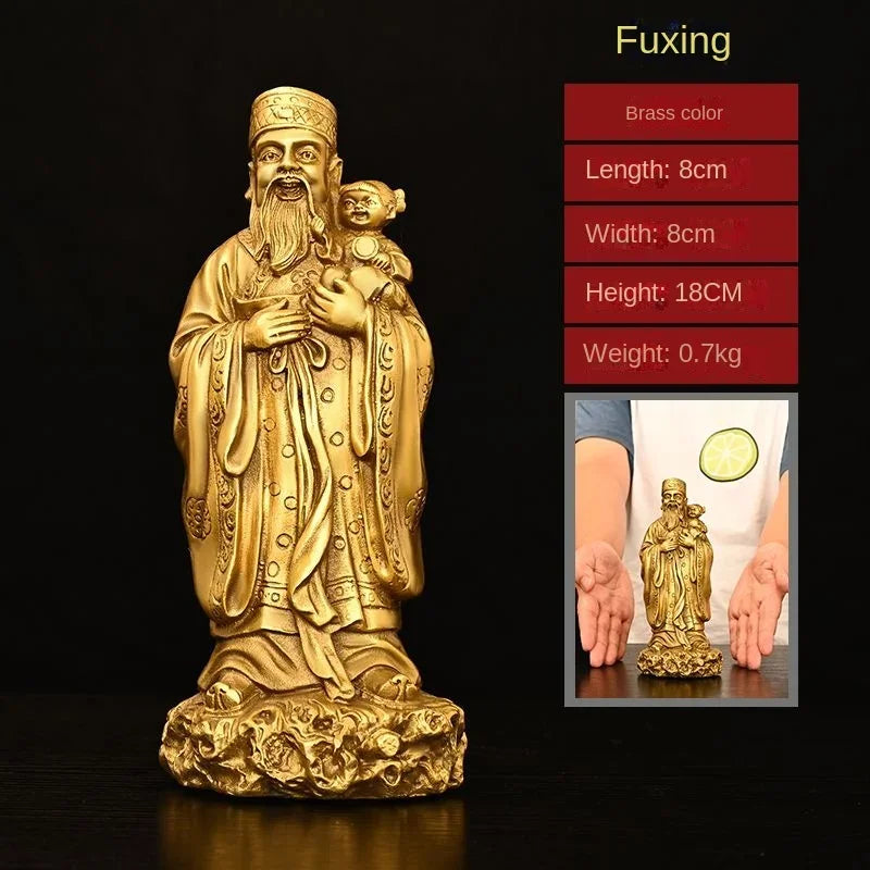 Pure Copper God of Fortune and Longevity God of Wealth Statue Longevity Star Nafu Home Decoration Sculptures