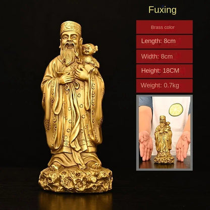 Pure Copper God of Fortune and Longevity God of Wealth Statue Longevity Star Nafu Home Decoration Sculptures