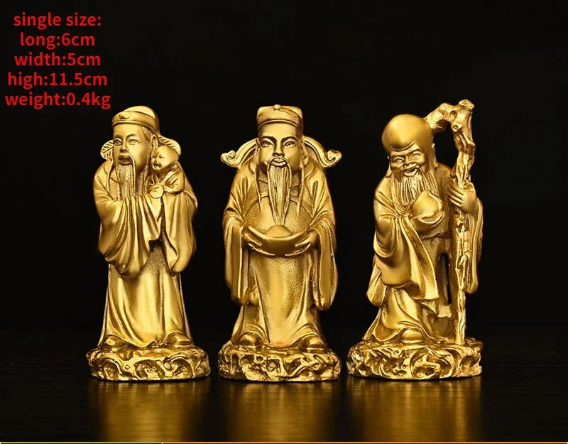 Pure Copper God of Fortune and Longevity God of Wealth Statue Longevity Star Nafu Home Decoration Sculptures