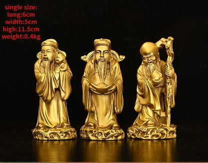 Pure Copper God of Fortune and Longevity God of Wealth Statue Longevity Star Nafu Home Decoration Sculptures