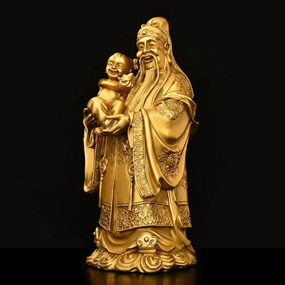 Pure Copper God of Fortune and Longevity God of Wealth Statue Longevity Star Nafu Home Decoration Sculptures