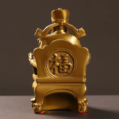 Pure Copper God of Wealth Ornaments God of Wealth Home Office Table Decoration Small Sitting Dragon Chair God of Wealth