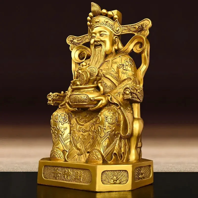 Pure Copper God of Wealth Ornaments Home Office Desktop Decor Pot of Treasures Home Store Housewarming Gifts