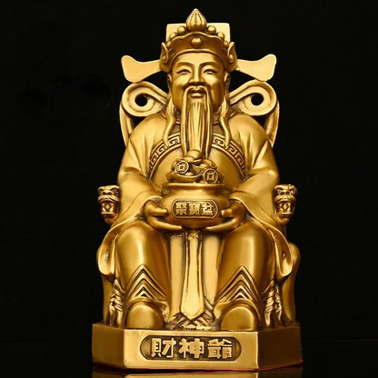 Pure Copper God of Wealth Ornaments Pot of Bronze Figure Statue Home Decor Office Desk  Sculptures