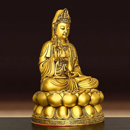 Pure Copper Guanyin Bodhisattva Ornament Sitting Lotus Guanyin Goddess At Home Offering A Statue of Guanyin In A Buddhist Temple