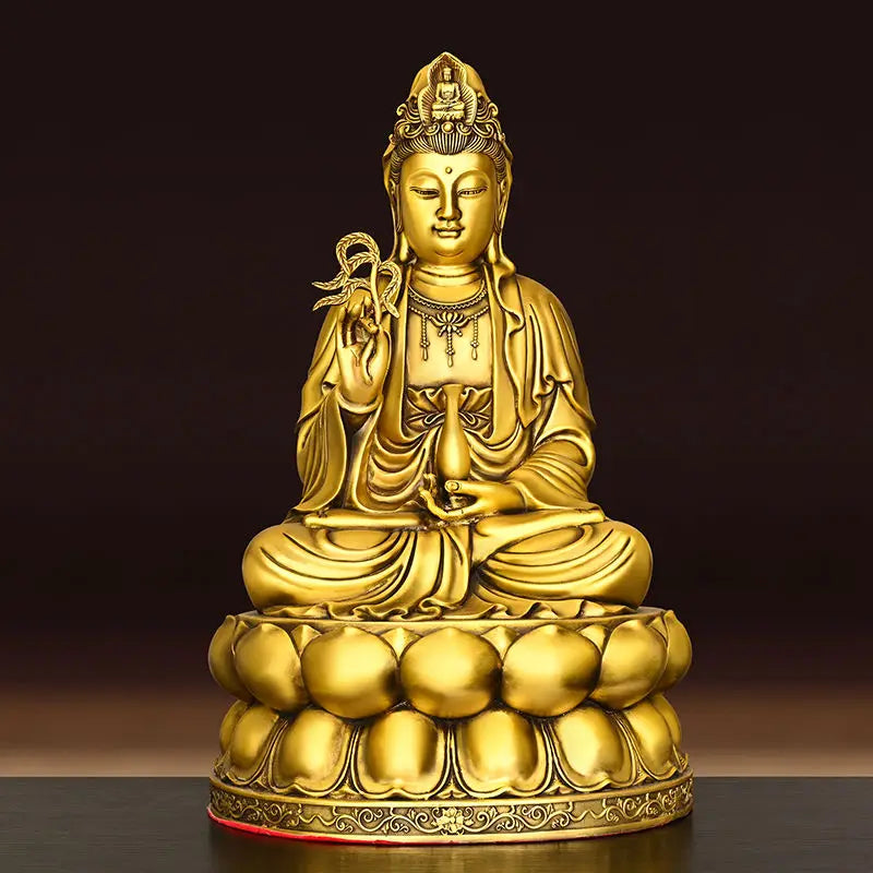 Pure Copper Guanyin Bodhisattva Ornament Sitting Lotus Guanyin Goddess At Home Offering A Statue of Guanyin In A Buddhist Temple