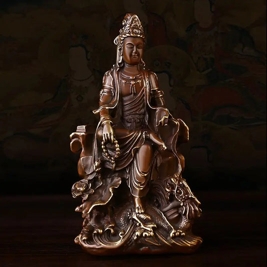 Pure Copper Guanyin Ornaments Home Office Small Offering Buddha Statue Bodhisattva Statue Sculptures