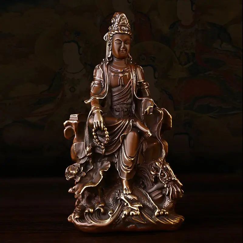 Pure Copper Guanyin Ornaments Home Office Small Offering Buddha Statue Bodhisattva Statue