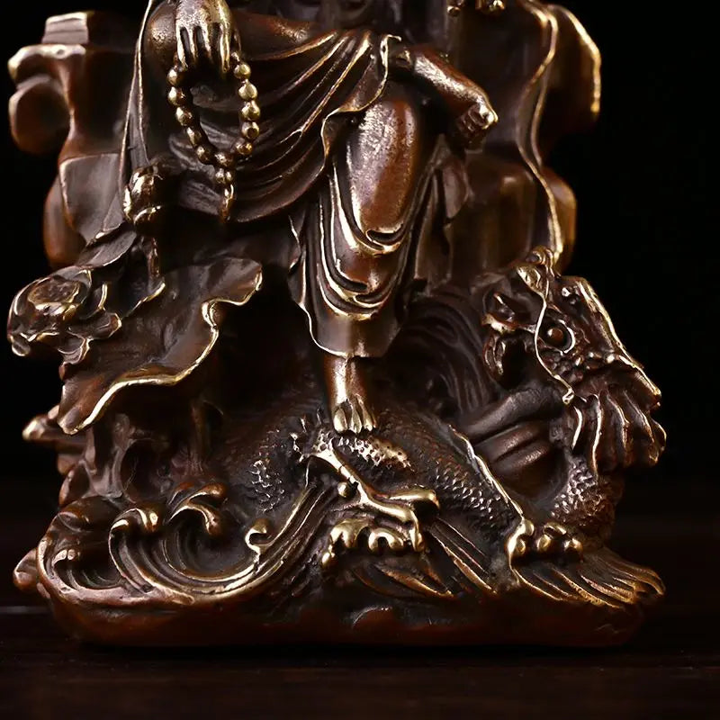 Pure Copper Guanyin Ornaments Home Office Small Offering Buddha Statue Bodhisattva Statue