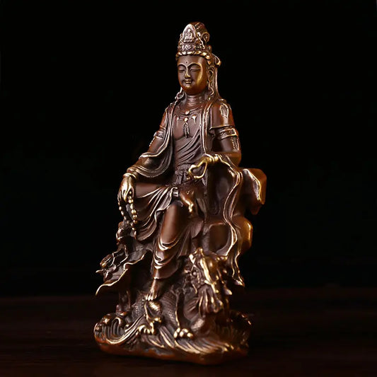 Pure Copper Guanyin Ornaments Home Office Small Offering Buddha Statue Bodhisattva Statue