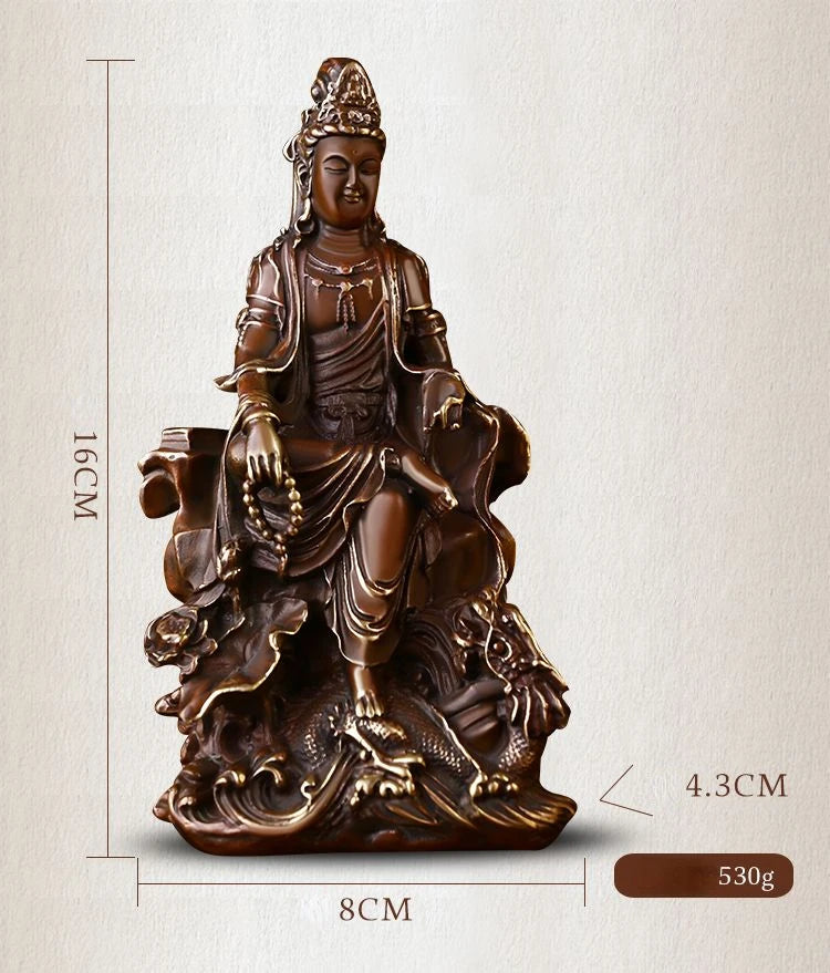 Pure Copper Guanyin Ornaments Home Office Small Offering Buddha Statue Bodhisattva Statue