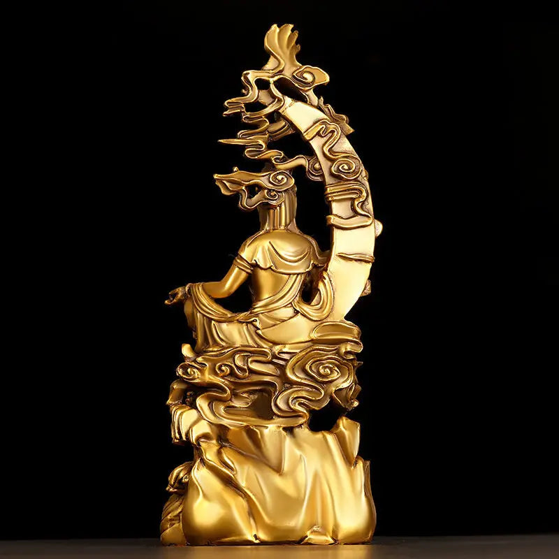 Pure Copper Guanyin Ornaments Shuiyue Guanyin Bodhisattva's Home Office Trumpet Dedicated To Buddha Statue Nanhai Guanyin