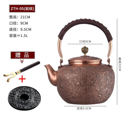 Pure Copper Large Capacity Kettle Handmade Hot Water Kettle Teapot Set Japanese Metal Tea Infuser Vintage Tea Items Gift 1500ML