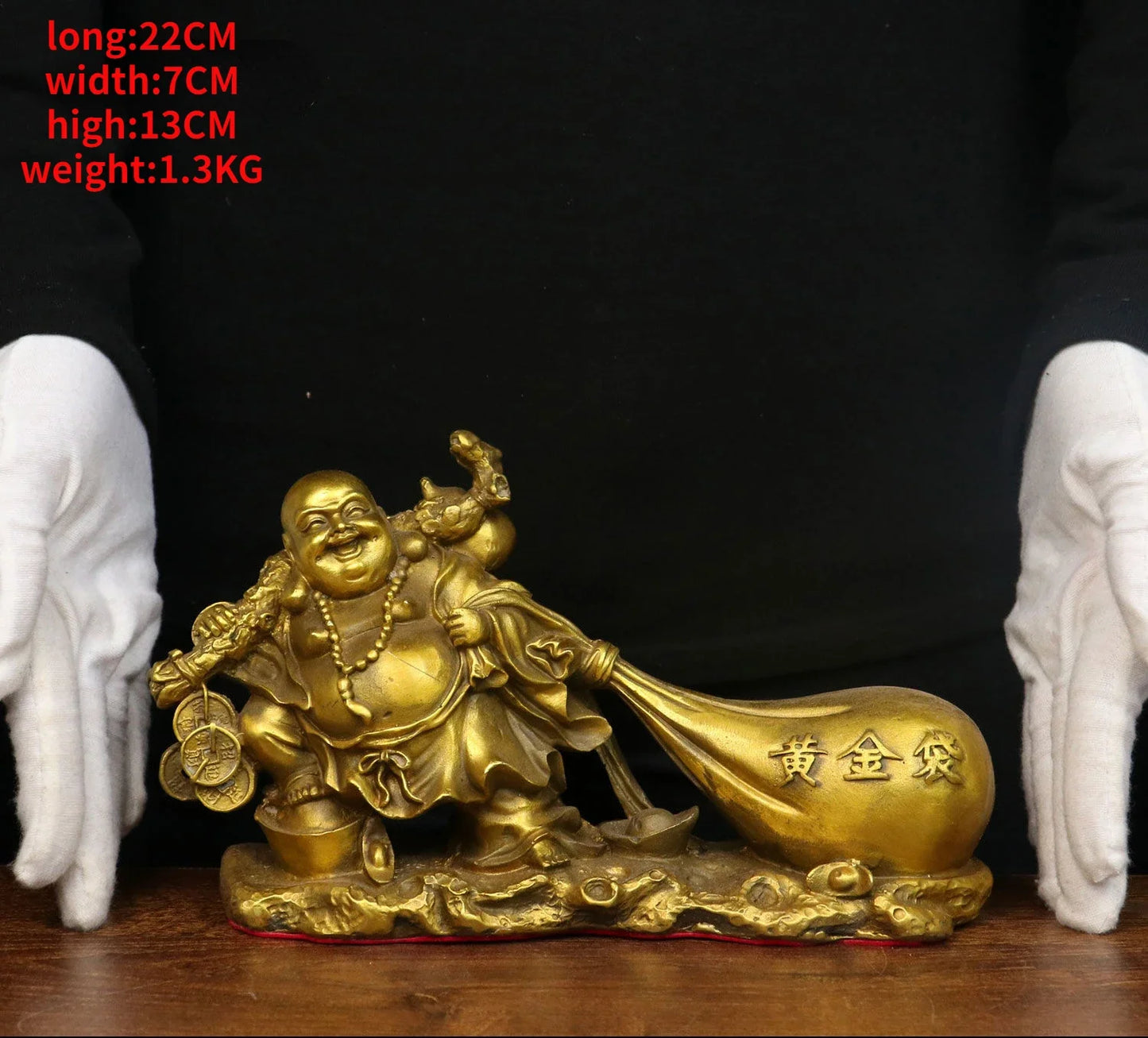 Pure Copper Laughing Buddha Ornament Maitreya Buddha Statue Big Belly Monk Gold Bag Company Opening Gift