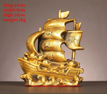 Pure Copper Lucky Dragon Boat Ornaments Smooth Sailing  Dragon Boat Living Room Office Desktop Decoration Gift