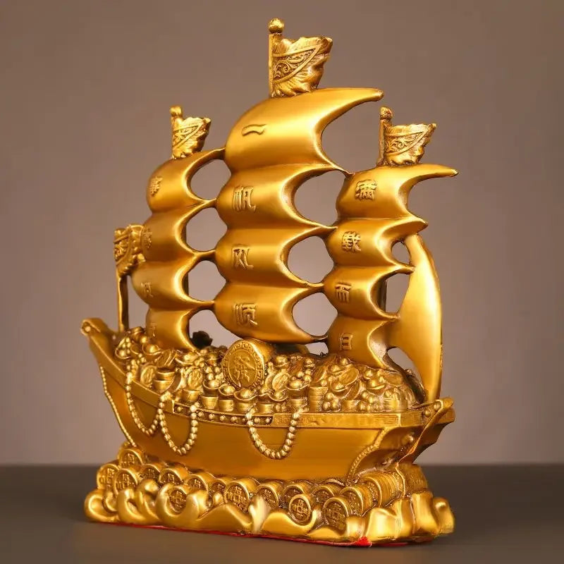 Pure Copper Lucky Dragon Boat Ornaments Smooth Sailing  Dragon Boat Living Room Office Desktop Decoration Gift