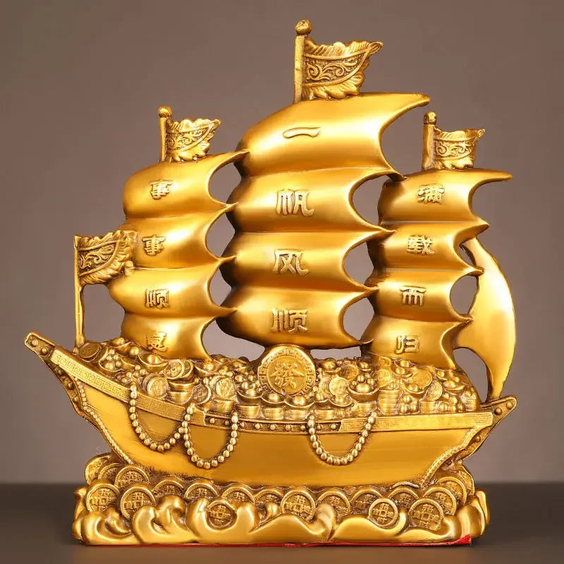Pure Copper Lucky Dragon Boat Ornaments Smooth Sailing  Dragon Boat Living Room Office Desktop Decoration Gift