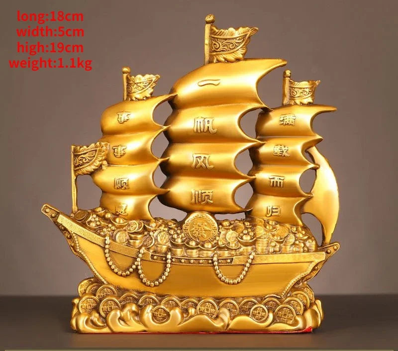 Pure Copper Lucky Dragon Boat Ornaments Smooth Sailing  Dragon Boat Living Room Office Desktop Decoration Gift