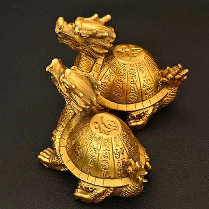 Pure Copper Lucky Dragon Turtle Ornament Fortune Longevity Turtle Home Office Desktop Decor Sculptures