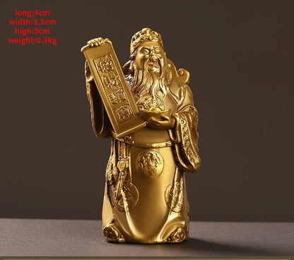 Pure Copper Lucky God of Fortune Ornaments Small To The Home Office To Attract Wealth To Pray for Blessings Decor Crafts