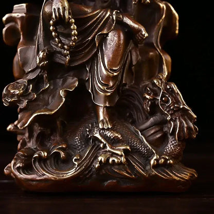 Pure Copper Lucky Guanyin Ornaments Home Office Small Offering Buddha Statue Bodhisattva Sculptures