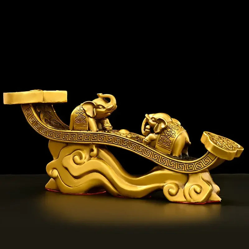 Pure Copper Lucky Ruyi Ornament Auspicious Elephant Entrance Office Living Room Desktop Decor Gifts