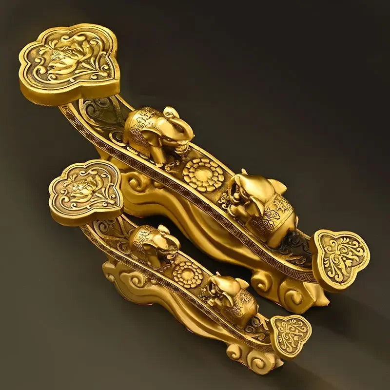 Pure Copper Lucky Ruyi Ornament Auspicious Elephant Entrance Office Living Room Desktop Decor Gifts
