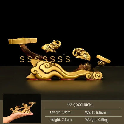 Pure Copper Lucky Ruyi Ornament Auspicious Elephant Entrance Office Living Room Desktop Decor Gifts