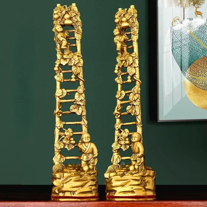 Pure Copper Lucky Step Up Ornaments Ascending Ladder Bamboo Ladder Flat Step Home Living Room Decor