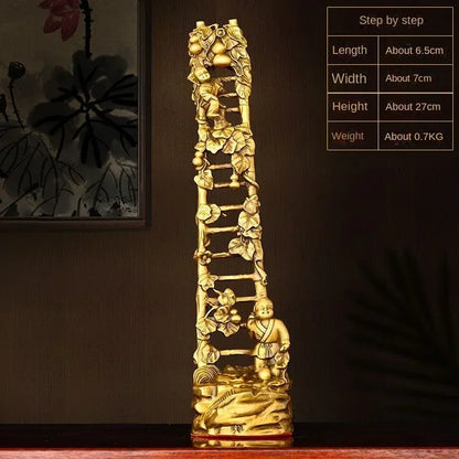 Pure Copper Lucky Step Up Ornaments Ascending Ladder Bamboo Ladder Flat Step Home Living Room Decor