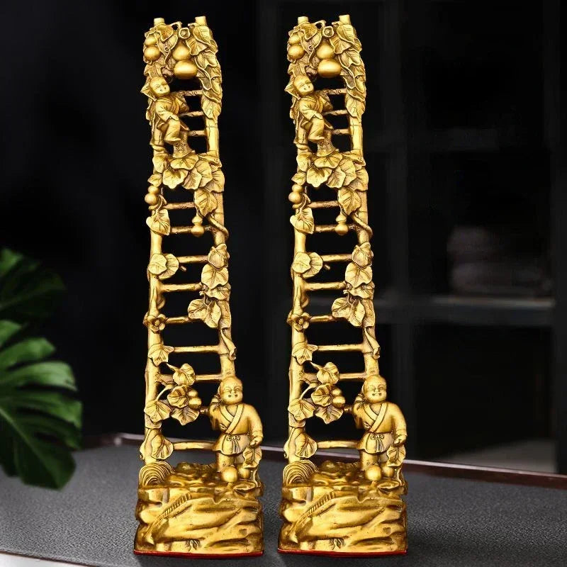 Pure Copper Lucky Step Up Ornaments Ascending Ladder Bamboo Ladder Flat Step Home Living Room Decor