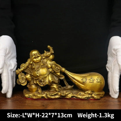 Pure Copper Maitreya Buddha Statue Big Belly Smiling Buddha Ornament Monk Gold Bag Company Opening Gift