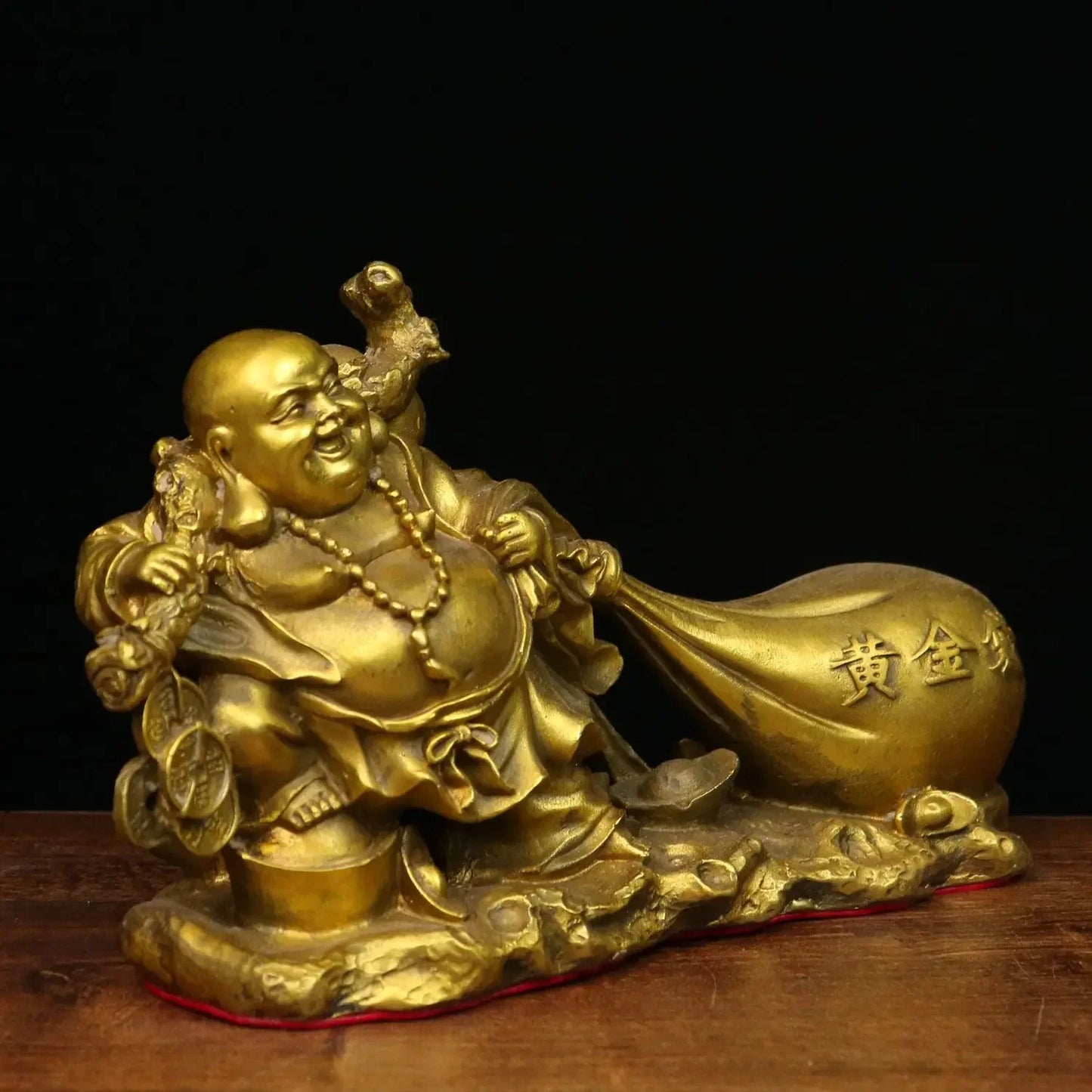 Pure Copper Maitreya Buddha Statue Big Belly Smiling Buddha Ornament Monk Gold Bag Company Opening Gift