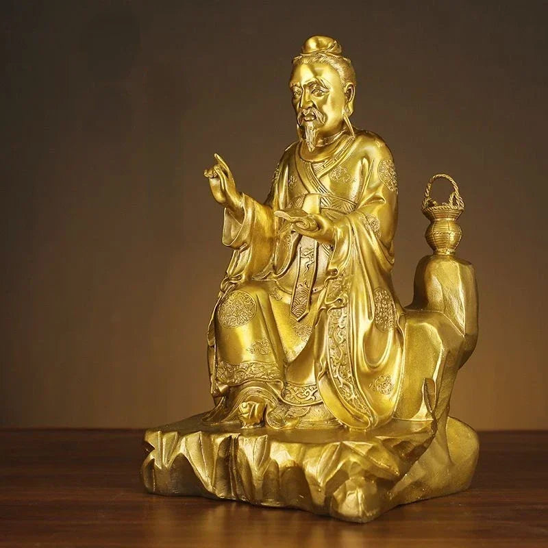 Pure Copper Medicine King Sun Simiao People Statue Bodhisattva Statue Pharmacy Offering Home Decoration Sculptures