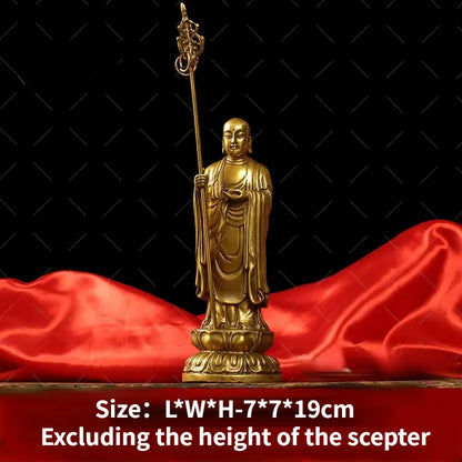 Pure Copper Placements Offering Bronze Buddha Statues Vows Buddha Stands and The Earth God Bodhisattva