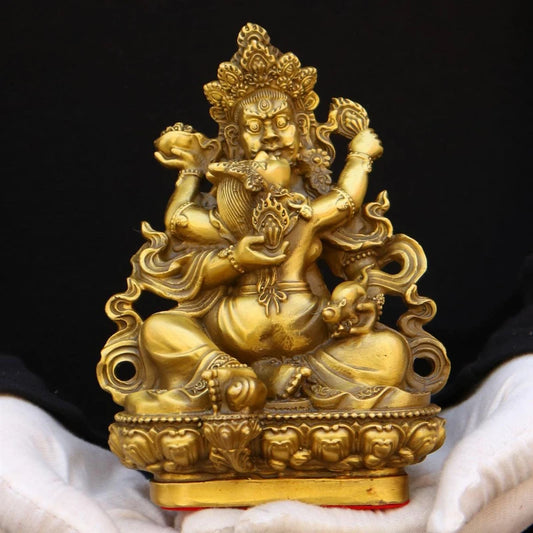 Pure Copper Red and Black God of Wealth Ornament Tantric Tibetan Five Surnames God of Wealth Home Bronze Statue