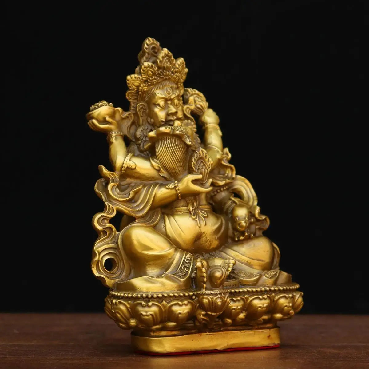 Pure Copper Red and Black God of Wealth Ornament Tantric Tibetan Five Surnames God of Wealth Home Bronze Statue