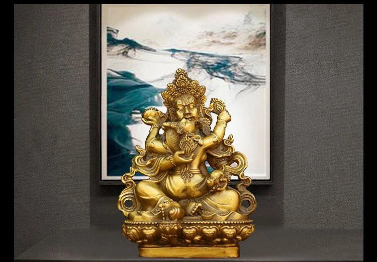 Pure Copper Red and Black God of Wealth Ornament Tantric Tibetan Five Surnames God of Wealth Home Bronze Statue