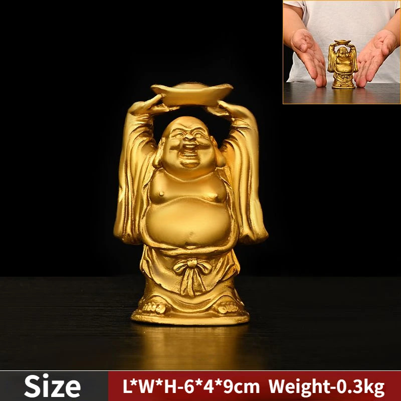 Pure Copper Ruyi Big Belly Maitreya Laughing Buddha Ornament Copper Ingot Maitreya Buddha Living Room Decoration Opening Gift