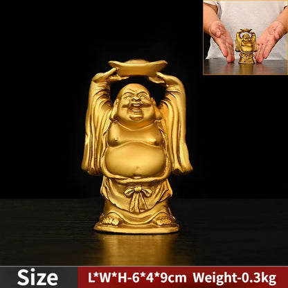 Pure Copper Ruyi Big Belly Maitreya Laughing Buddha Ornament Copper Ingot Maitreya Buddha Living Room Decoration Opening Gift