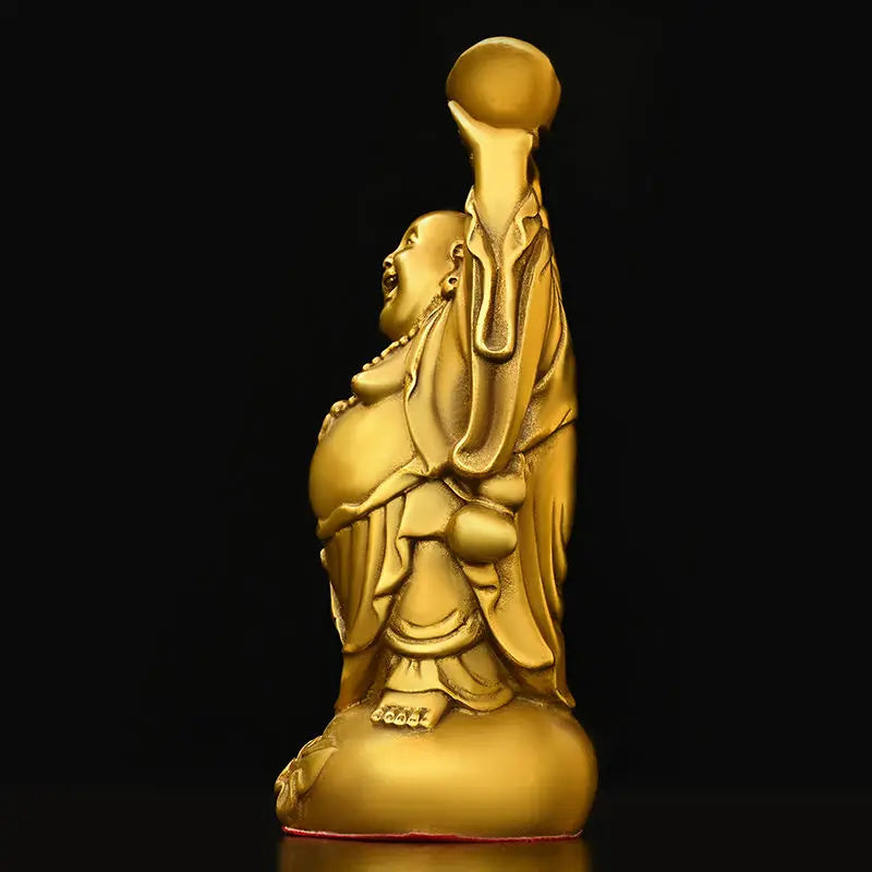 Pure Copper Ruyi Big Belly Maitreya Laughing Buddha Ornament Copper Ingot Maitreya Buddha Living Room Decoration Opening Gift