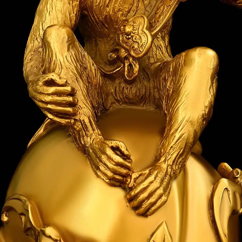 Pure Copper Ruyi Gold Monkey Ornaments Zodiac Blessing Life Home Living Room  Attract Wealth Fengshui Decoratio