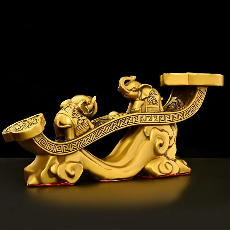 Pure Copper Ruyi Ornament Auspicious Elephant Living Room Entrance Office Desktop Decor Gifts